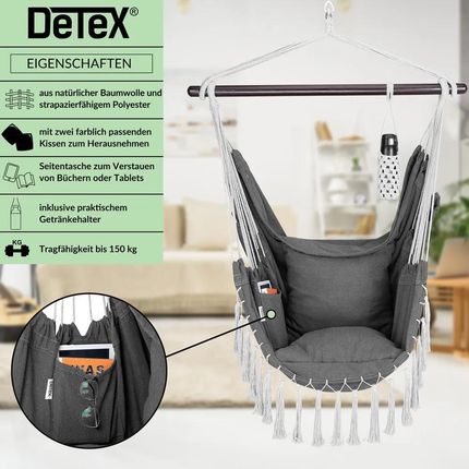 Detex Krzesło Wiszące Antracyt 170X100X150cm - zdjęcie 4