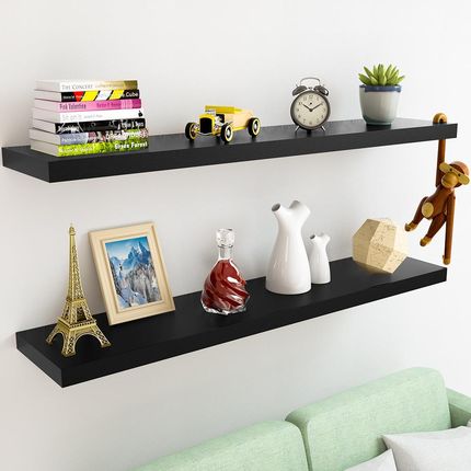 Casaria Półka Ścienna Wisząca 50Cm Czarna + Wspornik - zdjęcie 3