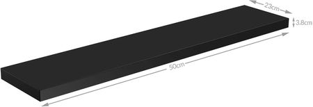 Casaria Półka Ścienna Wisząca 50Cm Czarna + Wspornik - zdjęcie 2