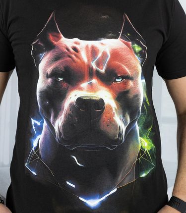 Męski t-shirt koszulka krótki rękaw z nadukiem z psem - zdjęcie 2
