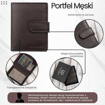 Portfel męski skórzany klasyczny pionowy brązowy z RFID Paolo Peruzzi AL-18-BR - zdjęcie 2