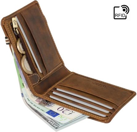 Skórzany portfel męski z opaską Visconti BN-3 z RFID - brązowy - zdjęcie 4
