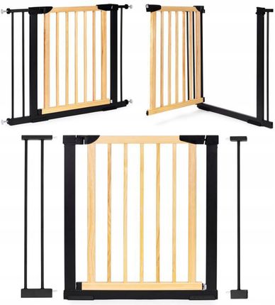 Barierka Bramka Zabezpieczająca na Schody I Drzwi Metal Drewno 74-100 cm - zdjęcie 6