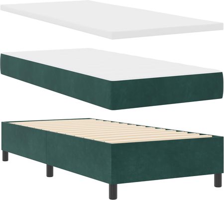 vidaXL Łóżko Kontynentalne Z Materacem Zielone 100X200Cm Aksamit (3339881) - zdjęcie 3