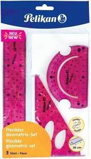 Zdjęcie Zestaw geometryczny PELIKAN kol. różowy 20cm plastik elastyczny kątomierz, ekierka, linijka 700917 - Bytom Odrzański