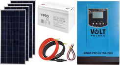 Zdjęcie Off-gridowy zestaw solarny 1000W: panele 180W + GEL 110AH + przewody do połączenia + zasilacz awaryjny Sinus PRO ULTRA 2000 12V + 60A MPPT inwerter so - Pyskowice