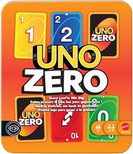 Mattel UNO Zero Gra karciana na wieczór gier dla dzieci, dorosłych i rodzin; karty do gry, talia i notes do obliczania wyników JLK16