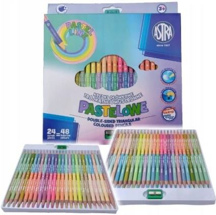 Zdjęcie Astra Kredki Ołówkowe Pastelowe Trójkątne Dwustronne 24Szt. - Nowe Brzesko
