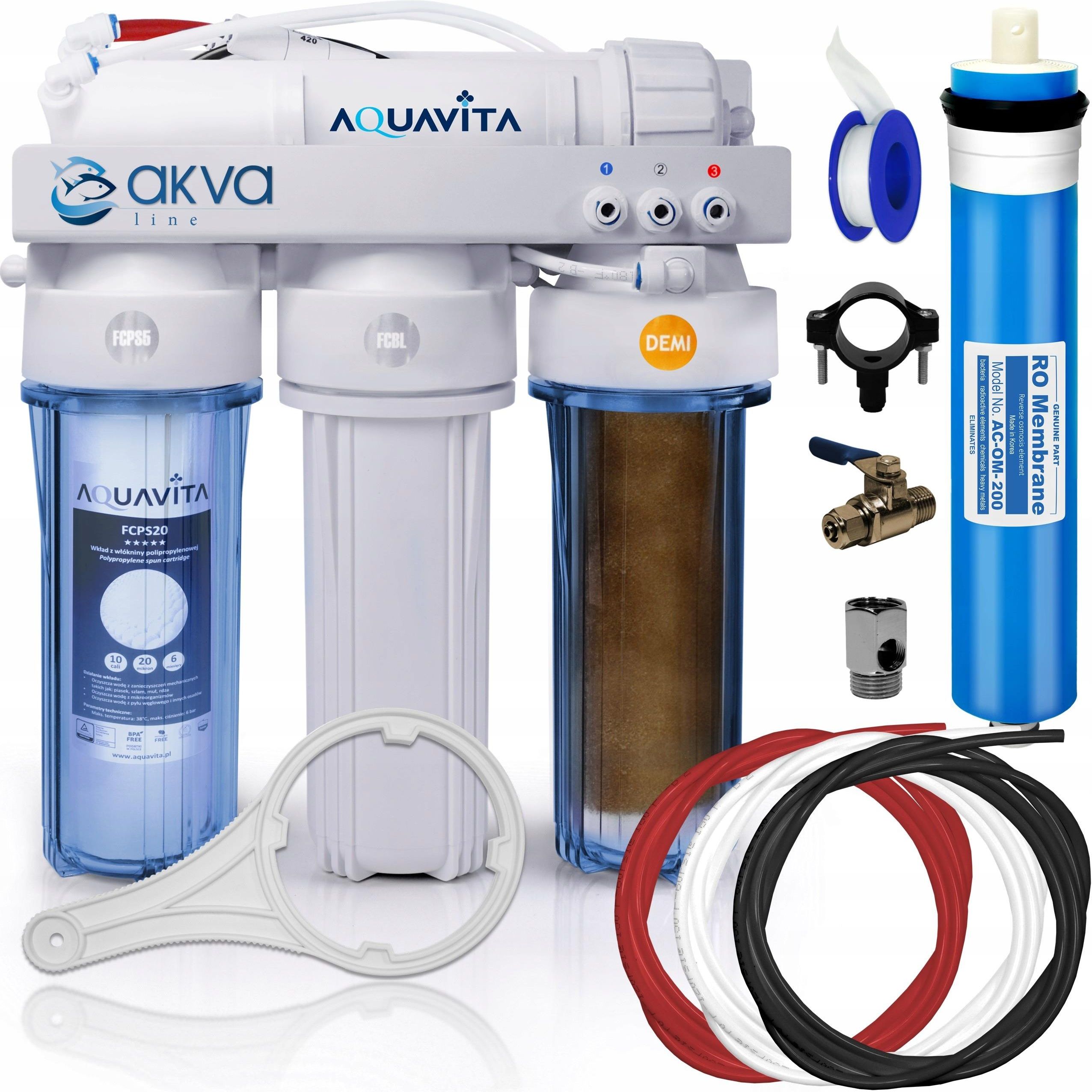 Zdjęcie Aqua Vita Filtr Wody Akwarystyczny Ro4 200 Gpd Osmoza Do Akwarium Demineralizator Ro4Demi200Gpd - Kędzierzyn-Koźle