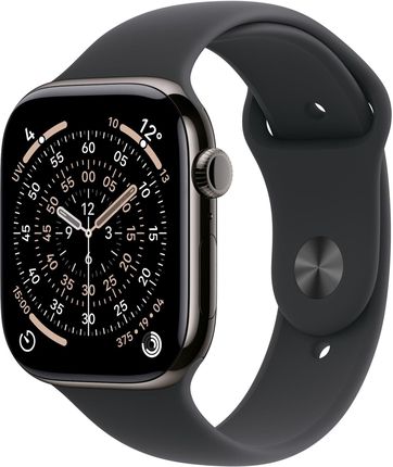 Apple Watch Series 11 GPS + Cellular 42mm aluminium tytan łupkowy pasek sportowy czarny S/M (MF8R4MPA)