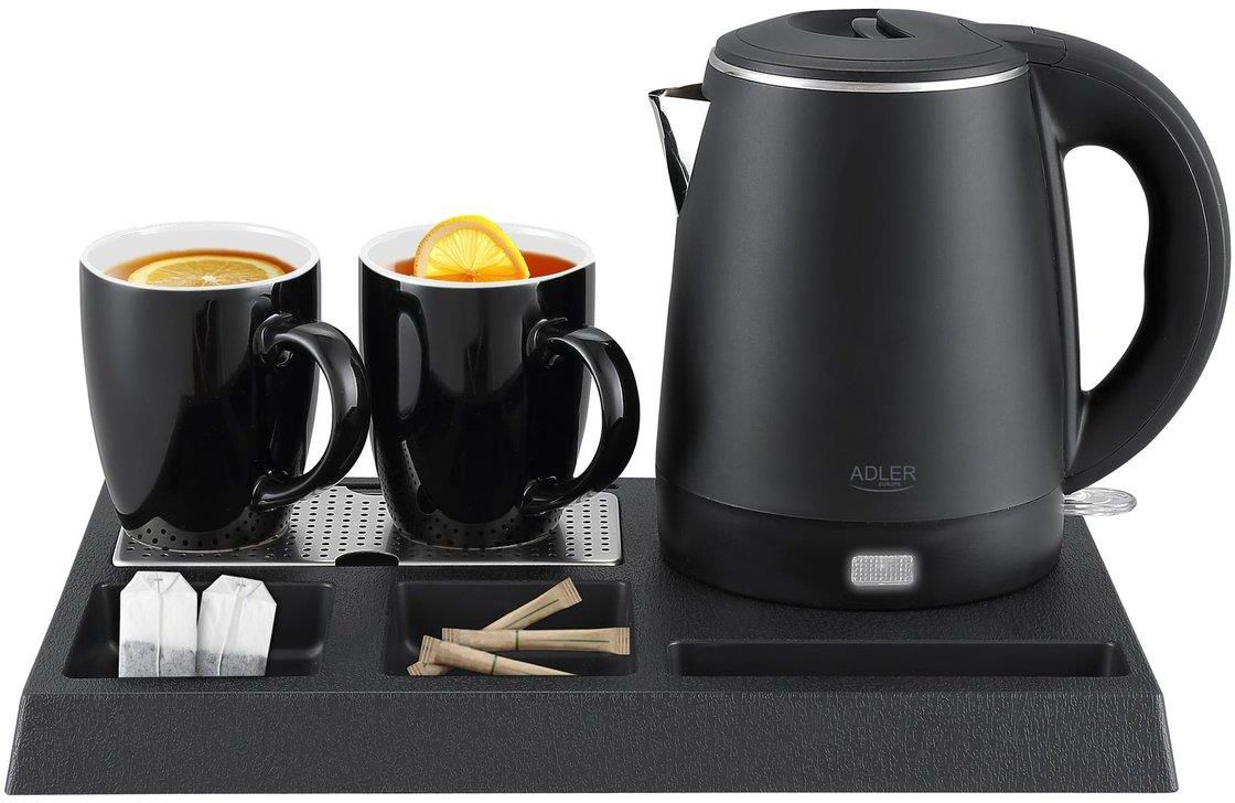 Zdjęcie Adler Hotelowy Zestaw Powitalny Ad1387 Czajnik Elektryczny 1L, Taca I 2 Kubki Ceramiczne - Mielec