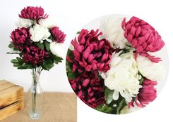 Zdjęcie Hurt 7&7 Bukiet Sztucznych Chryzantem 50Cm 14 Łodyg Ciemnoróżowo Biały - Nakło nad Notecią