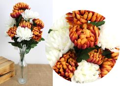 Zdjęcie Hurt 7&7 Bukiet Sztucznych Chryzantem 50Cm 14 Łodyg Rudo Biały - Koronowo