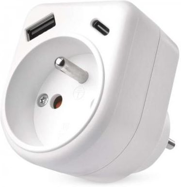Emos Rozgałęźnik z ładowarką 1×230v, 1×USB-A+1×USB-C, biały P0074