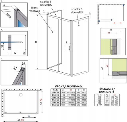 Radaway Premium Plus 2S Komplet ścianek tylnych 90x90 szkło fabric 33433-01-06N - zdjęcie 2