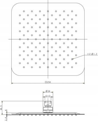 Omnires Deszczownia WGU225 25x25 cm chrom kwadratowa Ultra Slim Line - zdjęcie 2