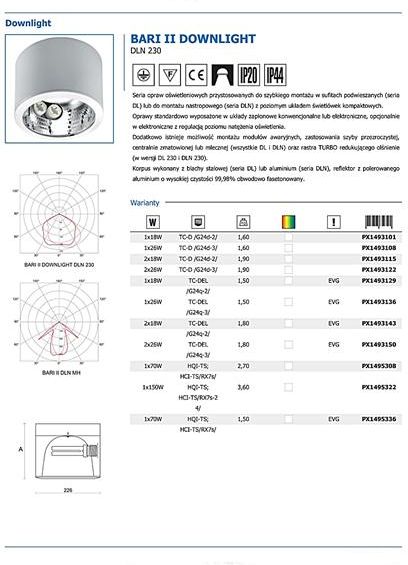 PXF Lighting Oprawa BARI II DOWNLIGHT 1x18 DLN 230 EVG PX1493129