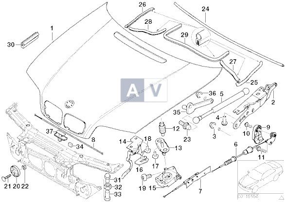 Zdjęcie Cięgno maski BMW E46 - Oryginał BMW - Myślenice