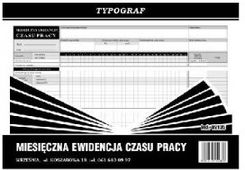 Druk Miesięczna ewidencja czasu pracy A4 Typograf 02135 Ceny i opinie