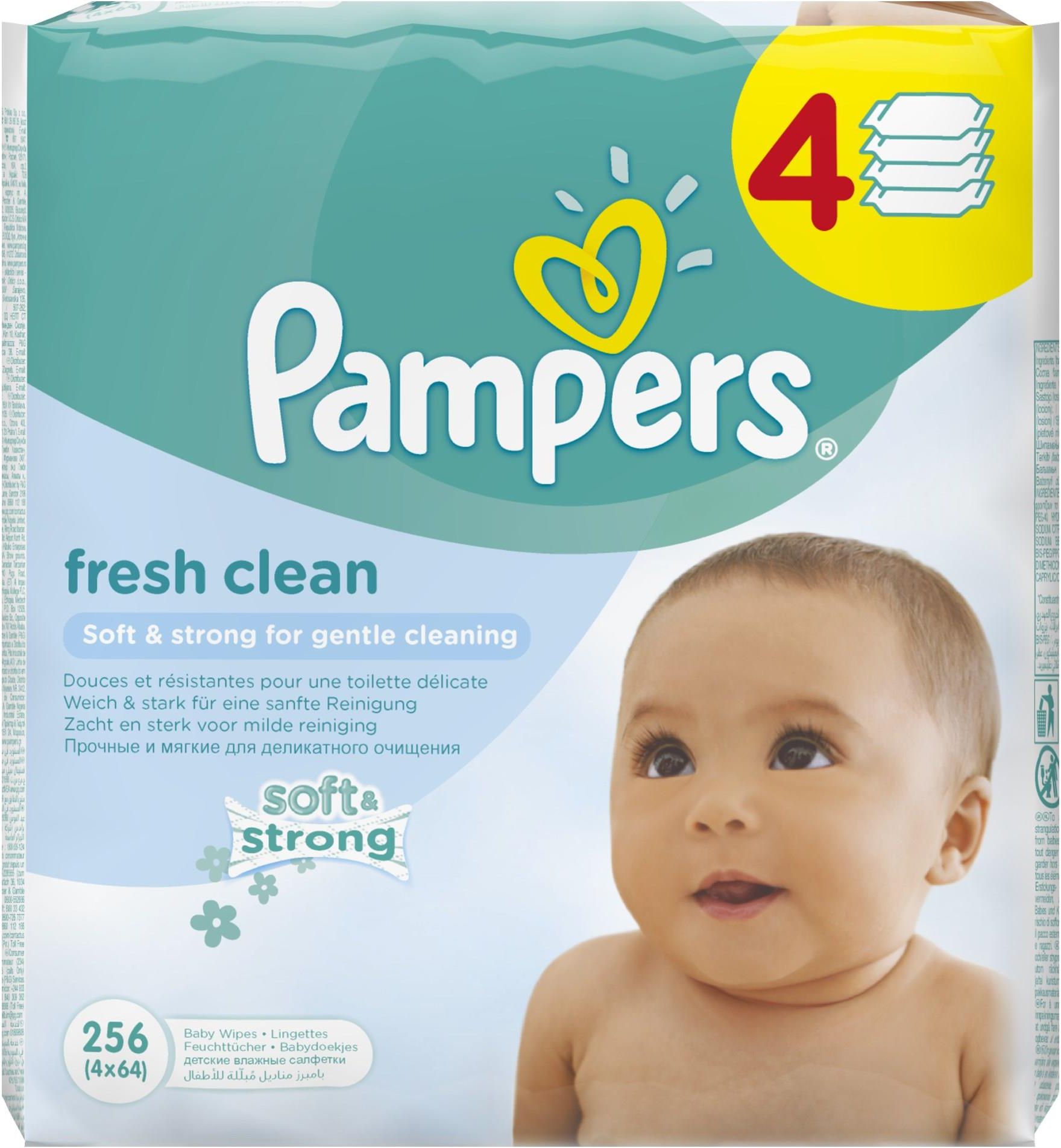 Pampers Fresh Clean Chusteczki dla niemowląt 4 x 64 sztuki Ceny i