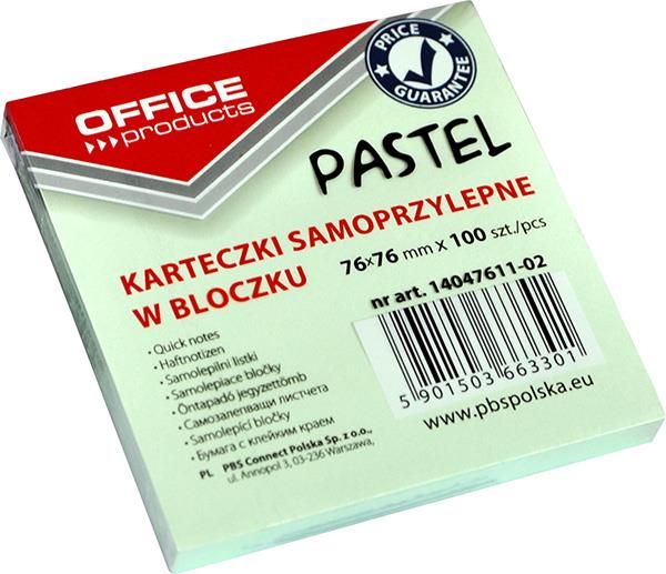 Office Products Bloczek Samop 76X76Mm 1X100 Kart Pastel Zielony