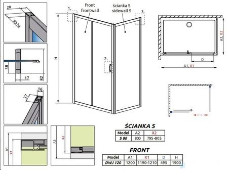 Radaway Premium Plus DWJ+S 120x80cm 333130106N+334130106N - zdjęcie 2