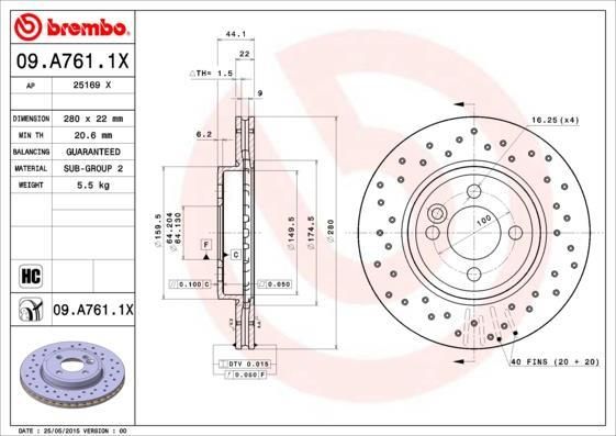 Tarcza Hamulcowa BREMBO Tarcza Hamulcowa 09 A761 1X Opinie I Ceny