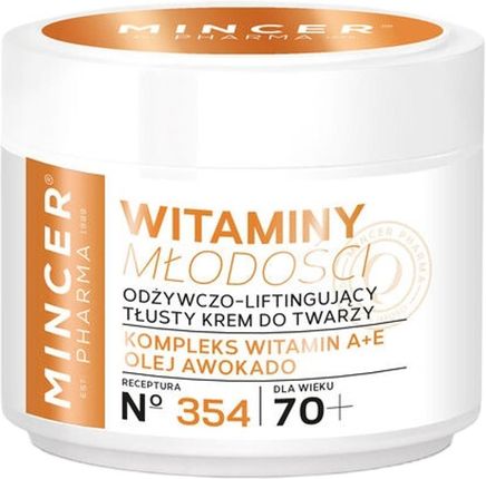 Krem Mincer Mincer Pharma Witaminy Młodości Odżywczo-Liftingujący Tłusty 70+ na dzień i noc 50ml - zdjęcie 2