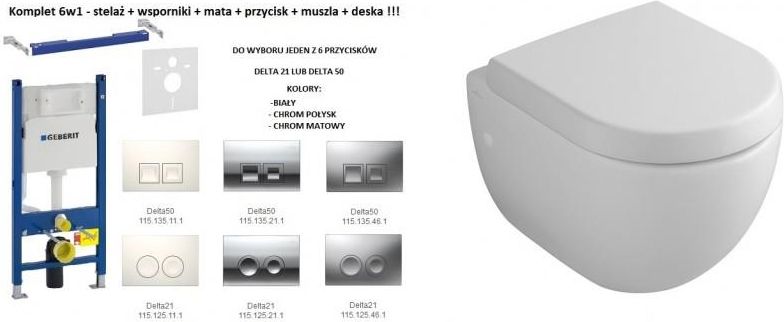 Zestaw Podtynkowy Geberit Duofix Basic Villeroy Boch Subway 48 6w1