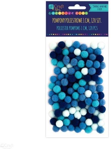 Zdjęcie Ozdobne pompony akrylowe 1cm 120szt-mix niebieski NIE - Gniezno