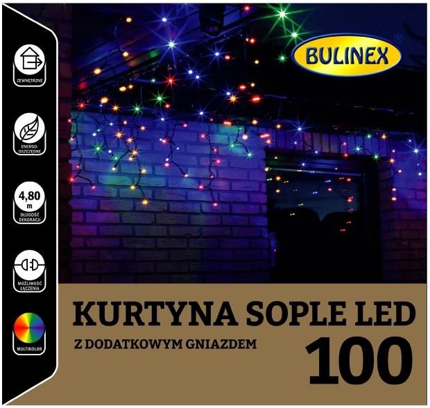 Bulinex Kurtyna Zewnętrzna Led Sople 100L 4 8 M Z Gniazdem Multikolor