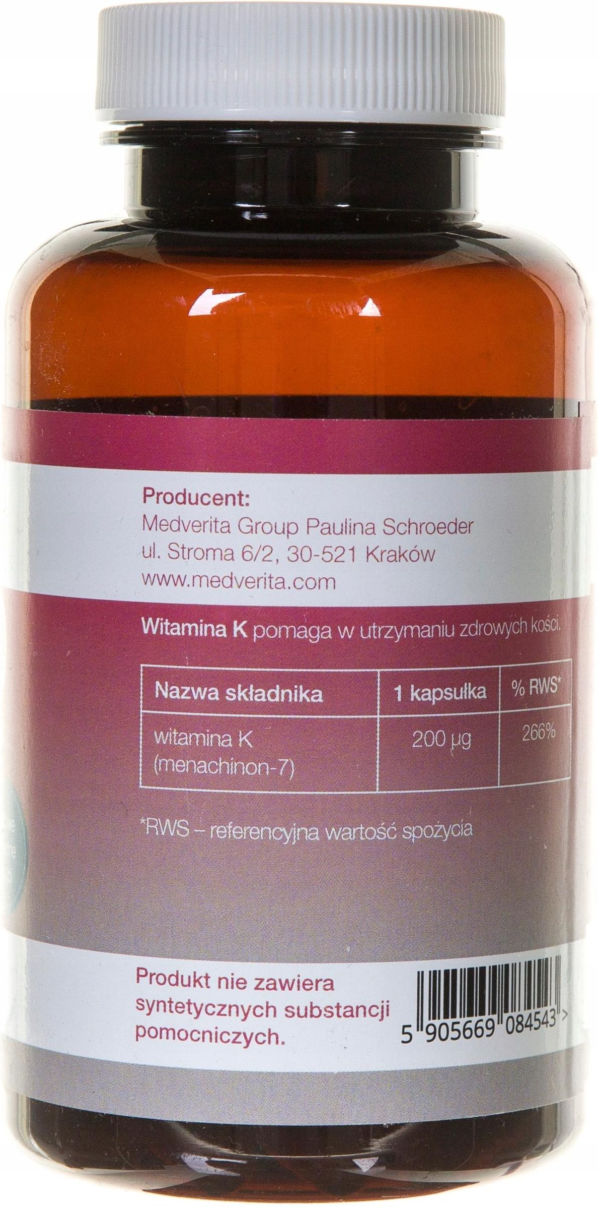 Medverita Witamina K2 Mk7 VitaMk7 Z NATTO 200mcg 120 Kaps Opinie I