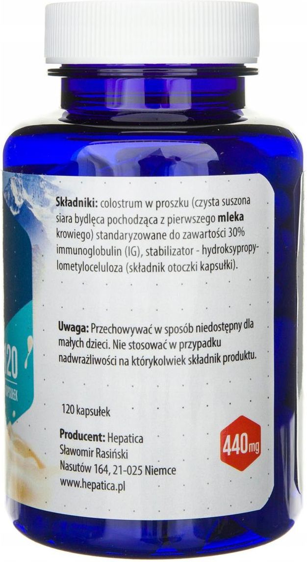 Hepatica Colostrum bydlęce bovine standaryzowane 440mg 120 kaps