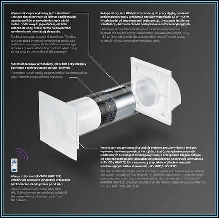 Awenta Rekuperator Kompaktowy Hrv100P 100mm - zdjęcie 6