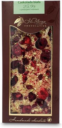 M Pelczar Chocolatier Biała Czekolada Z Pistacjami I Wiśniami 85G - zdjęcie 4