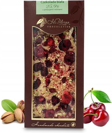 M Pelczar Chocolatier Biała Czekolada Z Pistacjami I Wiśniami 85G - zdjęcie 6