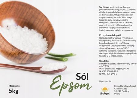 Epsom Siarczan Magnezu Sól 5Kg - zdjęcie 4