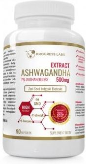 Kapsułki Progress Labs Ashwagandha Ekstrakt 500mg Żeń Szeń Indyjski 90