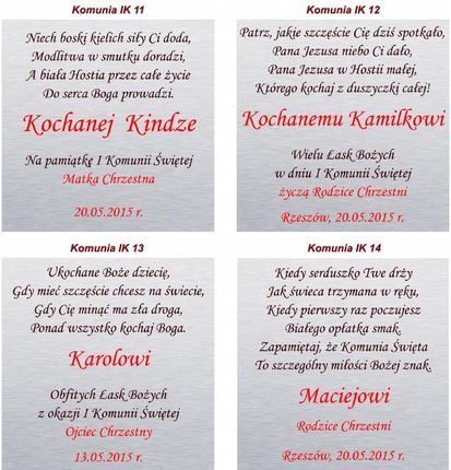 Srebrny Obrazek Pamiątka Pierwszej Komunii Z Grawerem - zdjęcie 3