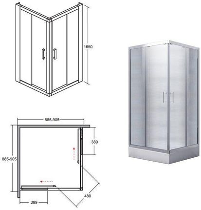 Besco Modern 90x90x165cm Szkło Grafitowe (MK90165G) - zdjęcie 3