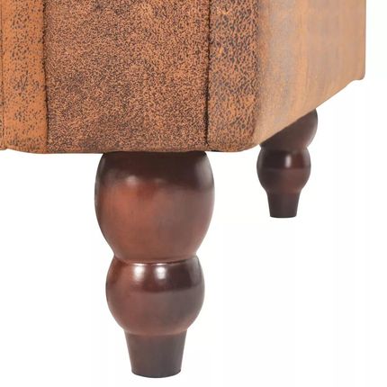 Vidaxl Rozkładana Sofa Z Podłokietnikami Sztuczny Zamsz Brązowa - zdjęcie 5