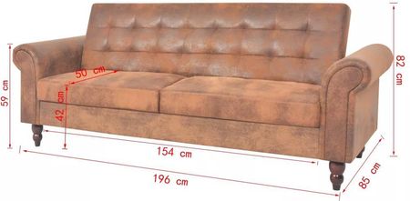 Vidaxl Rozkładana Sofa Z Podłokietnikami Sztuczny Zamsz Brązowa - zdjęcie 6