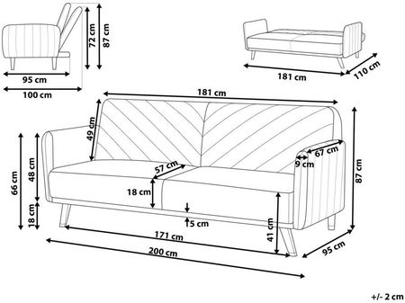 Beliani Sofa rozkładana welurowa 3-osobowa z funkcją spania retro czarna Senja - zdjęcie 5