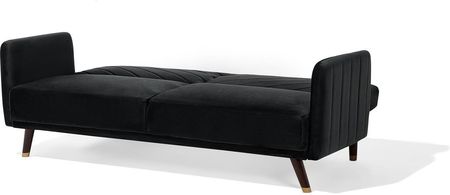 Beliani Sofa rozkładana welurowa 3-osobowa z funkcją spania retro czarna Senja - zdjęcie 2