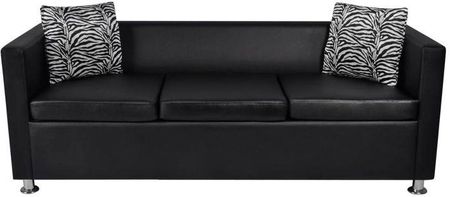 Vidaxl Sofa 3-Osobowa Ze Skóry Syntetycznej Czarna - zdjęcie 2