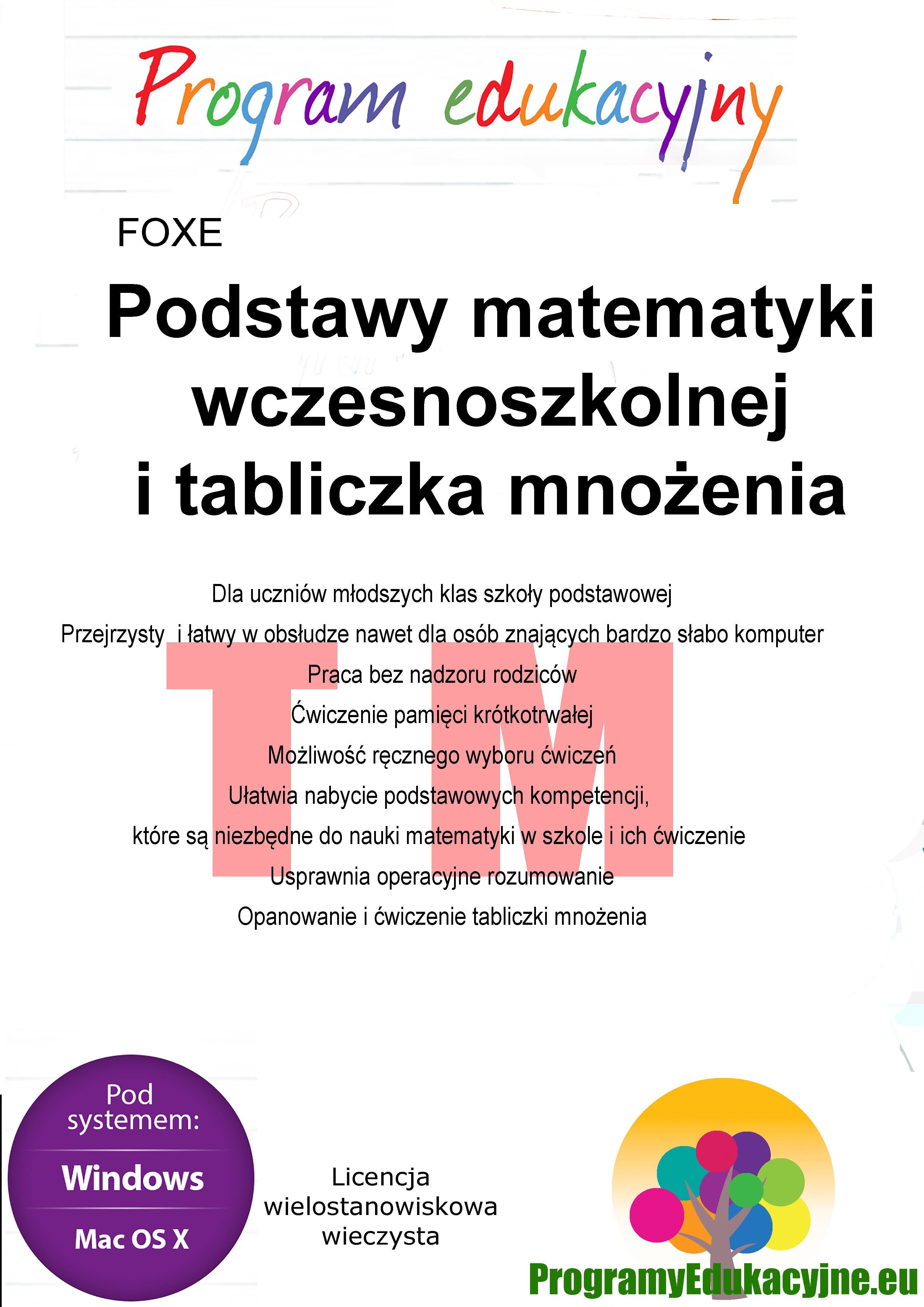 Program Edukacyjny Foxe Podstawy Matematyki Wczesnoszkolnej I Tabliczka Mno Enia