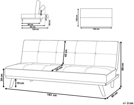 Beliani Sofa Rozkładana Tapicerowana Jasnoszara Froya - zdjęcie 3