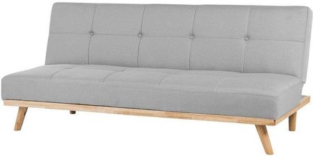 Beliani Sofa Rozkładana Tapicerowana Jasnoszara Froya - zdjęcie 4