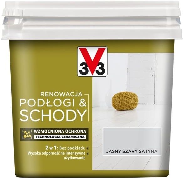 Farba V33 Farba Renowacyjna Podłogi Schody Jasny Szary Satyna 0 75L