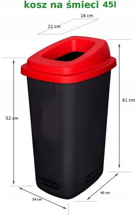 Plafor Kosz Qautro 90L Segregacja Żółty - zdjęcie 4